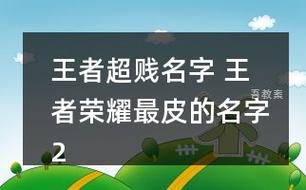 qq名字大全王者荣耀，扣扣王者名字大全